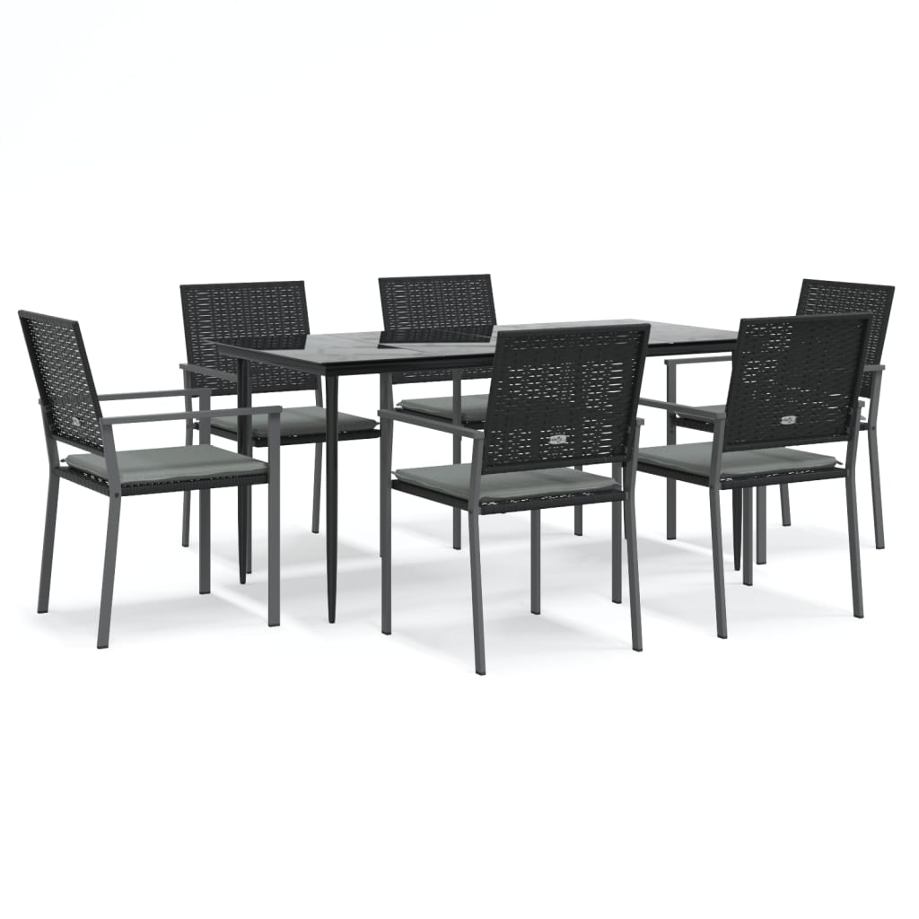 Set Pranzo da Giardino 7 pz con Cuscini in Polyrattan e Acciaio - homemem39