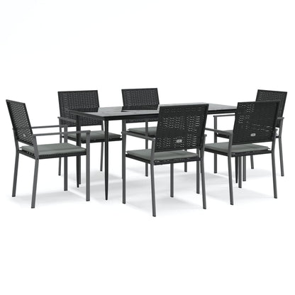 Set Pranzo da Giardino 7 pz con Cuscini in Polyrattan e Acciaio - homemem39