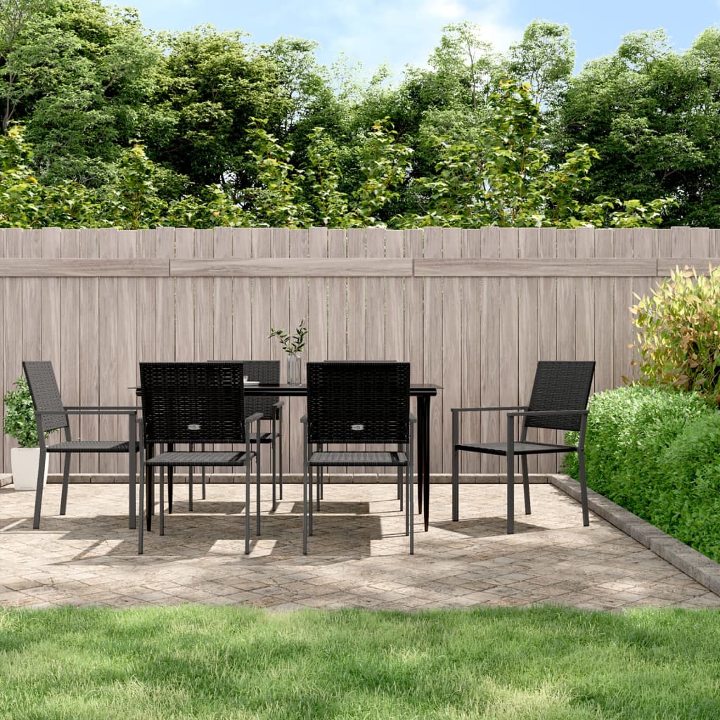 Set da Pranzo da Giardino 7 pz in Polyrattan e Acciaio