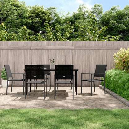 Set da Pranzo da Giardino 7 pz in Polyrattan e Acciaio