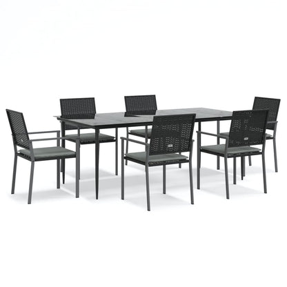 Set Pranzo da Giardino 7 pz con Cuscini in Polyrattan e Acciaio - homemem39
