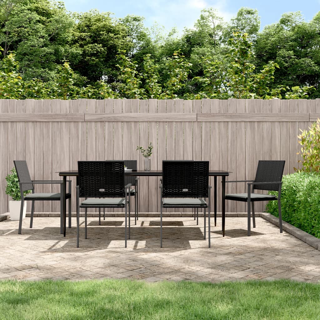Set Pranzo da Giardino 7 pz con Cuscini in Polyrattan e Acciaio - homemem39