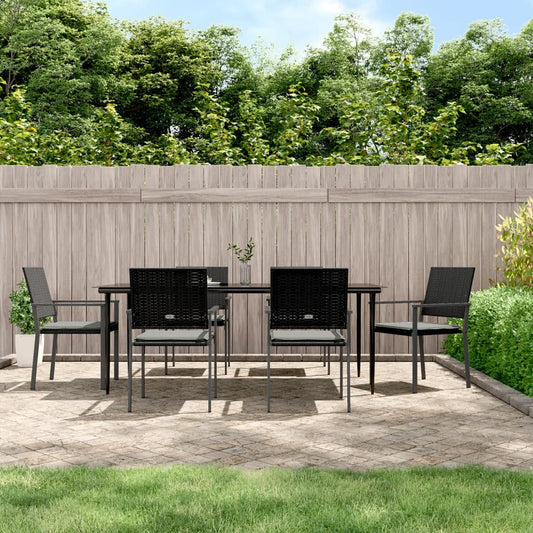 Set Pranzo da Giardino 7 pz con Cuscini in Polyrattan e Acciaio - homemem39