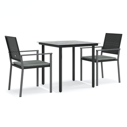 Set Pranzo da Giardino 3pz con Cuscini in Polyrattan e Acciaio | homemem39