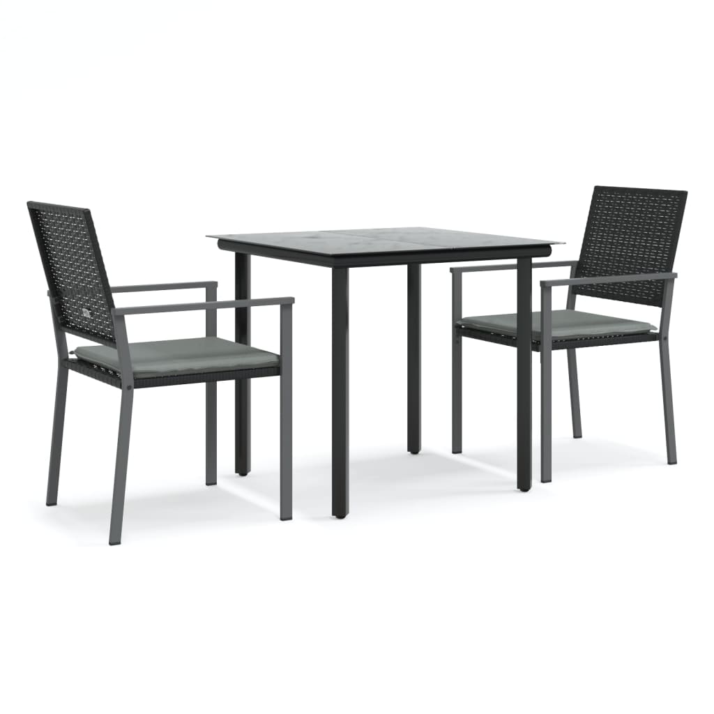 Set Pranzo da Giardino 3pz con Cuscini in Polyrattan e Acciaio - homemem39