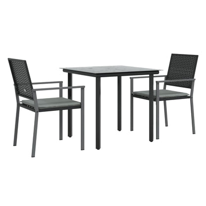 Set Pranzo da Giardino 3pz con Cuscini in Polyrattan e Acciaio | homemem39