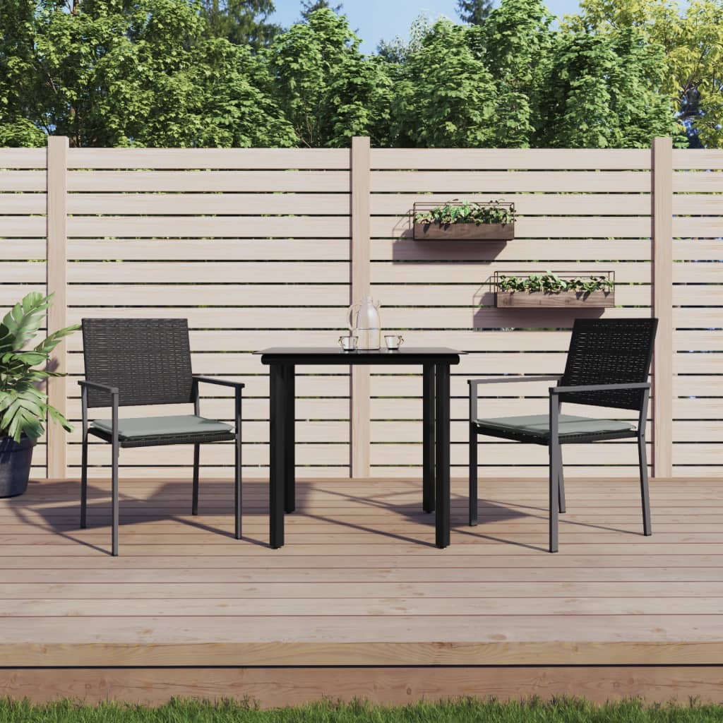 Set Pranzo da Giardino 3pz con Cuscini in Polyrattan e Acciaio - homemem39