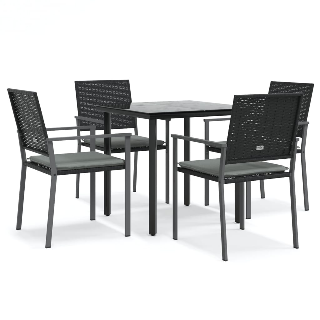 Set Pranzo da Giardino 5pz con Cuscini in Polyrattan e Acciaio | homemem39