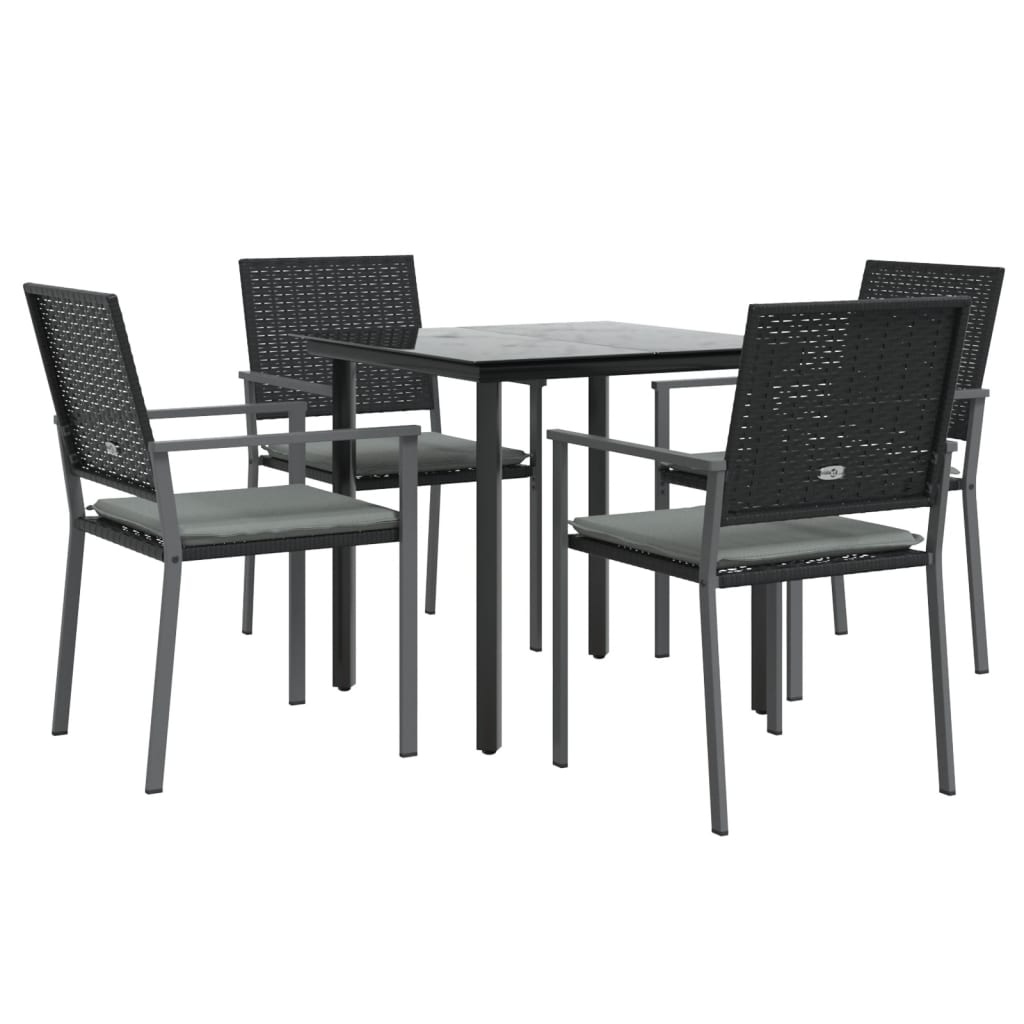 Set Pranzo da Giardino 5pz con Cuscini in Polyrattan e Acciaio - homemem39