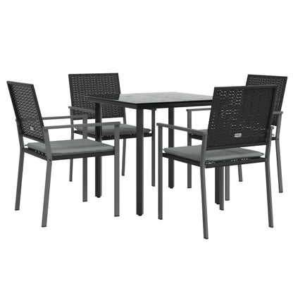 Set Pranzo da Giardino 5pz con Cuscini in Polyrattan e Acciaio - homemem39