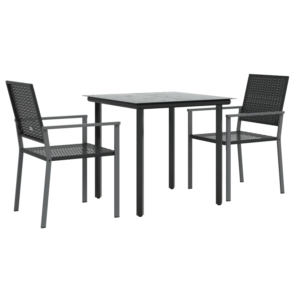 Set da Pranzo da Giardino 3 pz in Polyrattan e Acciaio | homemem39