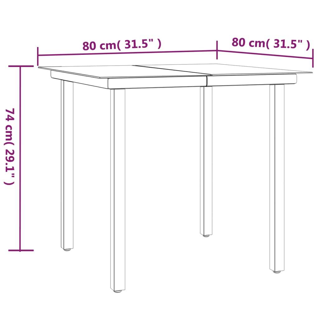 Set da Pranzo da Giardino 5 pz in Polyrattan e Acciaio | homemem39