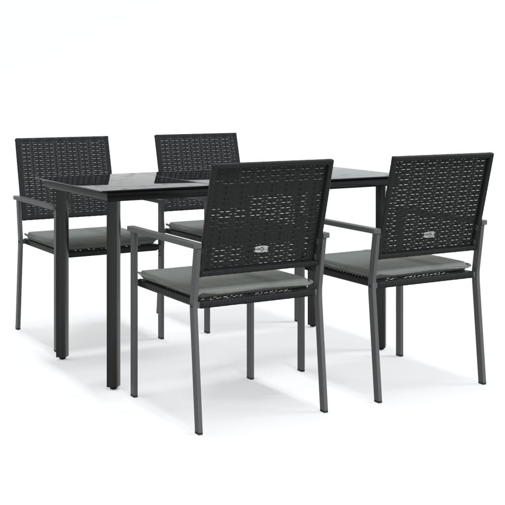 Set Pranzo da Giardino 5pz con Cuscini in Polyrattan e Acciaio - homemem39