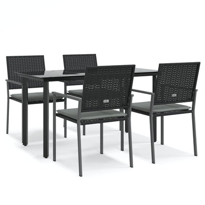 Set Pranzo da Giardino 5pz con Cuscini in Polyrattan e Acciaio - homemem39