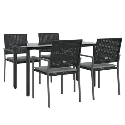 Set Pranzo da Giardino 5pz con Cuscini in Polyrattan e Acciaio | homemem39