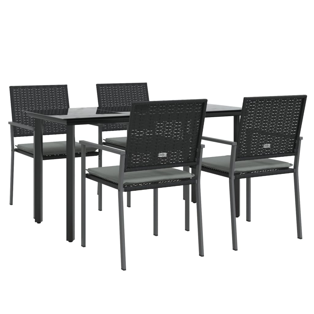 Set Pranzo da Giardino 5pz con Cuscini in Polyrattan e Acciaio - homemem39