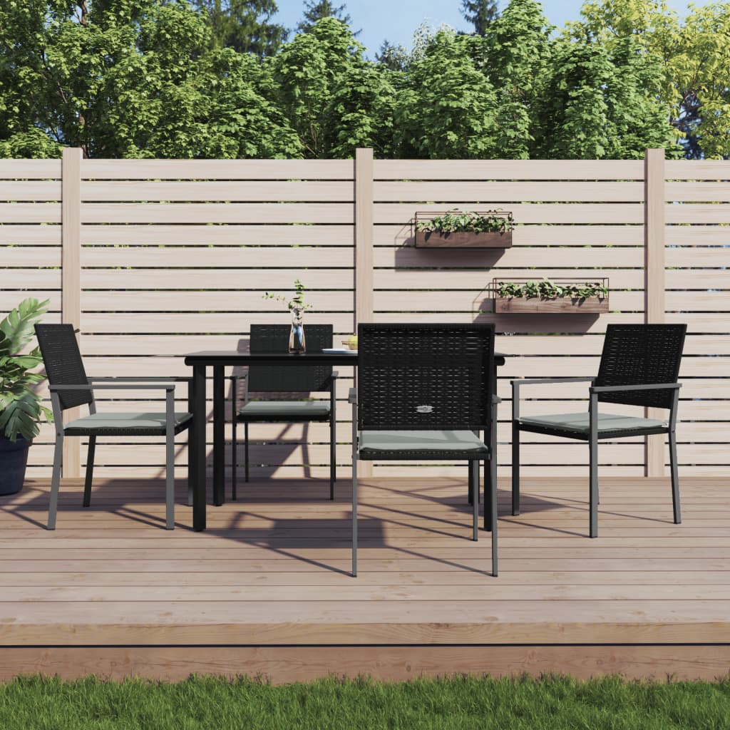 Set Pranzo da Giardino 5pz con Cuscini in Polyrattan e Acciaio | homemem39