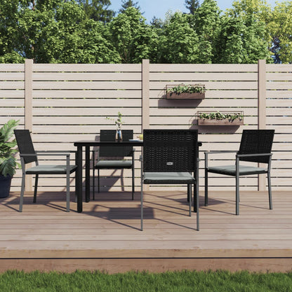 Set Pranzo da Giardino 5pz con Cuscini in Polyrattan e Acciaio | homemem39