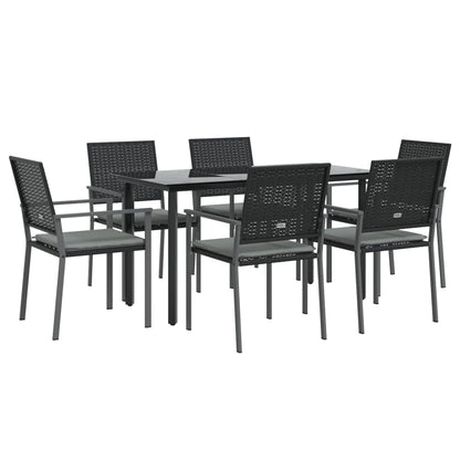 Set Pranzo da Giardino 7 pz con Cuscini in Polyrattan e Acciaio - homemem39