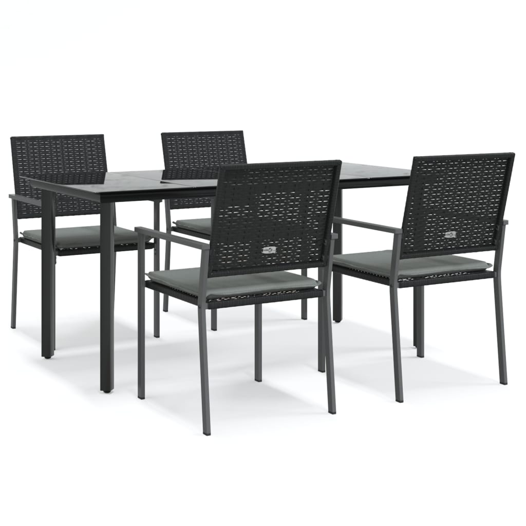 Set Pranzo da Giardino 5pz con Cuscini in Polyrattan e Acciaio | homemem39