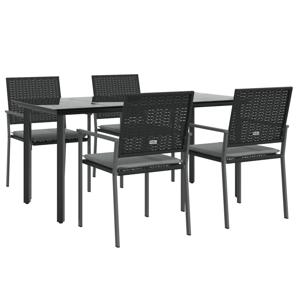Set Pranzo da Giardino 5pz con Cuscini in Polyrattan e Acciaio - homemem39