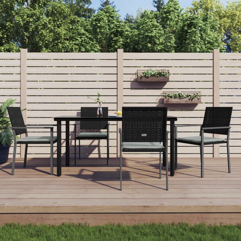 Set Pranzo da Giardino 5pz con Cuscini in Polyrattan e Acciaio | homemem39