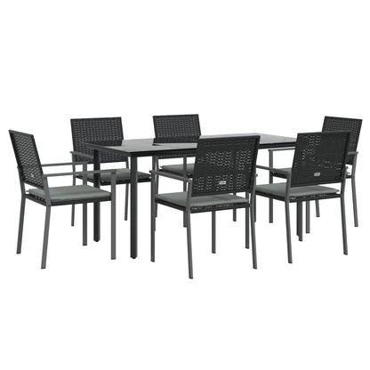 Set Pranzo da Giardino 7 pz con Cuscini in Polyrattan e Acciaio - homemem39