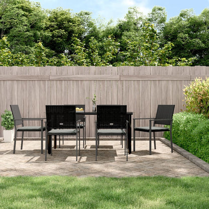 Set Pranzo da Giardino 7 pz con Cuscini in Polyrattan e Acciaio
