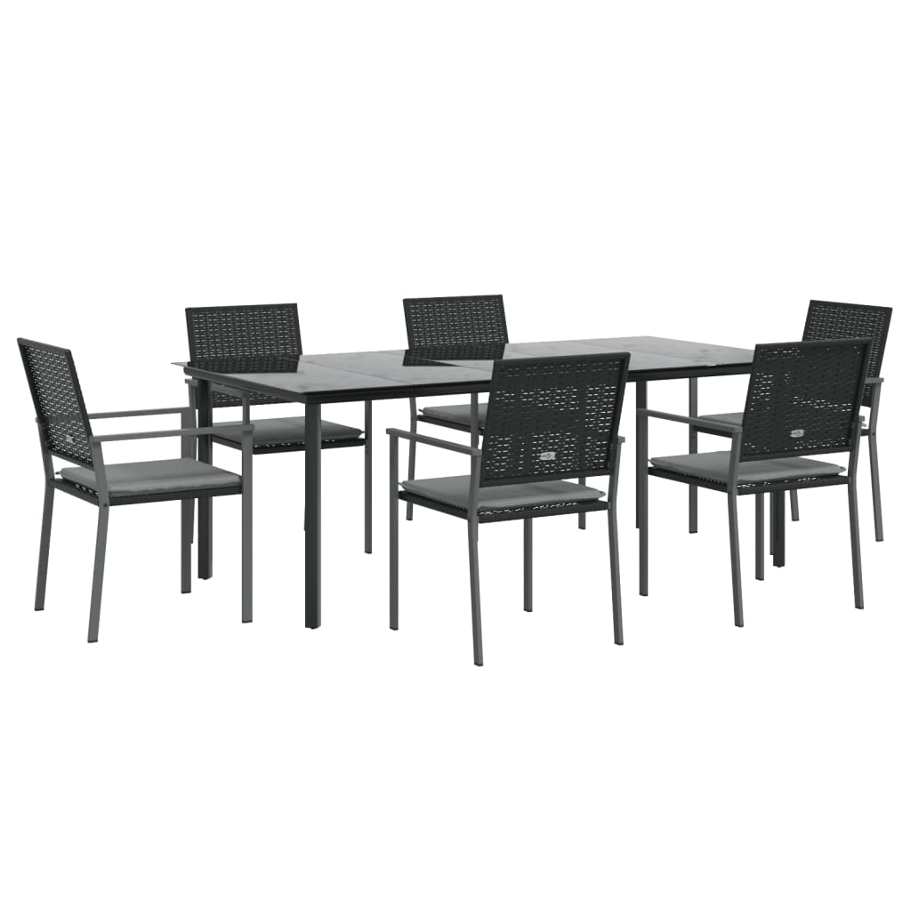 Set Pranzo da Giardino 7 pz con Cuscini in Polyrattan e Acciaio | homemem39