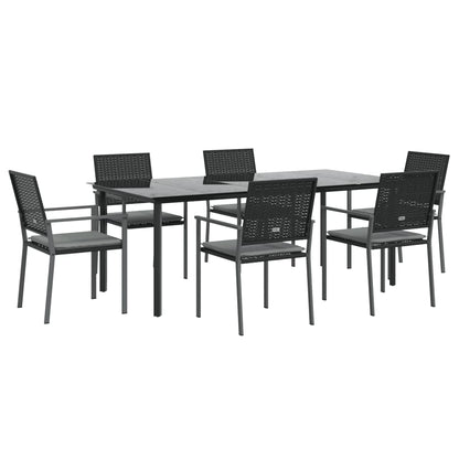 Set Pranzo da Giardino 7 pz con Cuscini in Polyrattan e Acciaio | homemem39