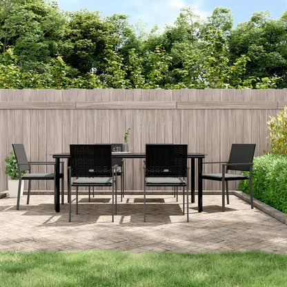 Set Pranzo da Giardino 7 pz con Cuscini in Polyrattan e Acciaio