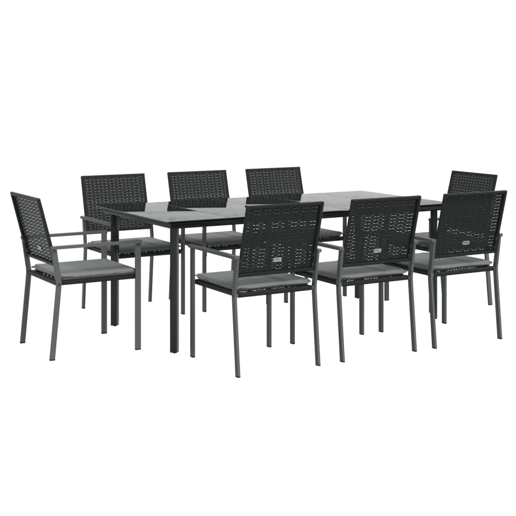 Set Pranzo da Giardino 9 pz con Cuscini in Polyrattan e Acciaio - homemem39