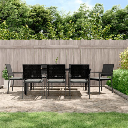 Set Pranzo da Giardino 9 pz con Cuscini in Polyrattan e Acciaio