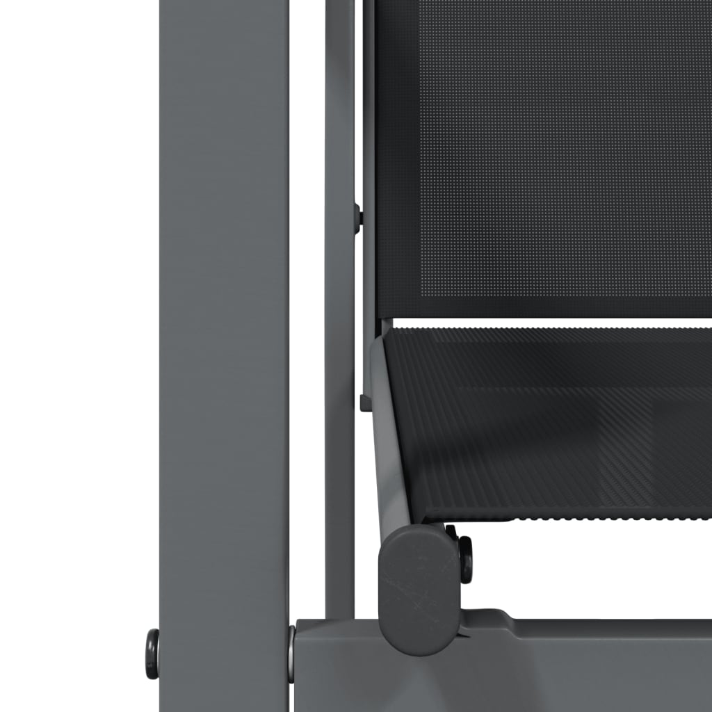 Set da Pranzo da Giardino 3 pz Nero in Textilene e Acciaio - homemem39