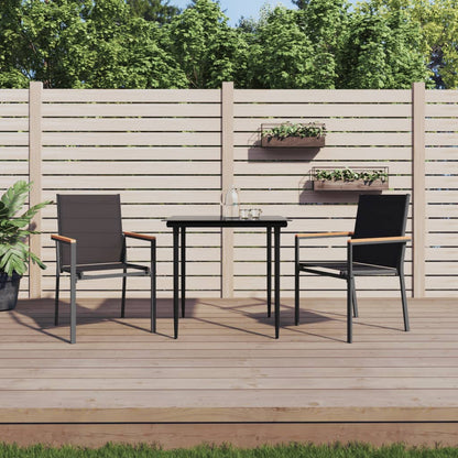 Set da Pranzo da Giardino 3 pz Nero in Textilene e Acciaio | homemem39