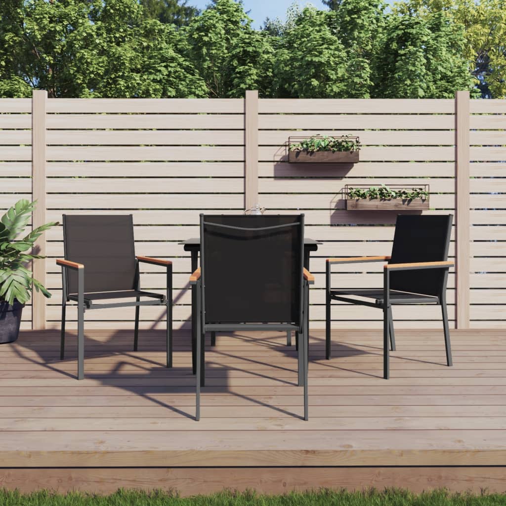 Set da Pranzo da Giardino 5 pz Nero in Textilene e Acciaio | homemem39