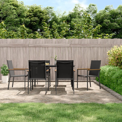 Set da Pranzo da Giardino 7 pz Nero in Textilene e Acciaio | homemem39