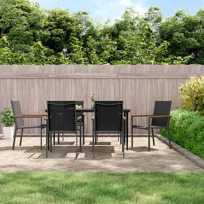 Set da Pranzo da Giardino 7 pz Nero in Textilene e Acciaio | homemem39