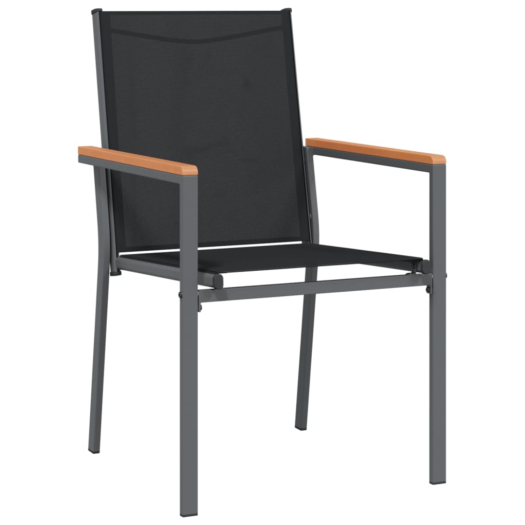 Set da Pranzo da Giardino 3 pz Nero in Textilene e Acciaio | homemem39