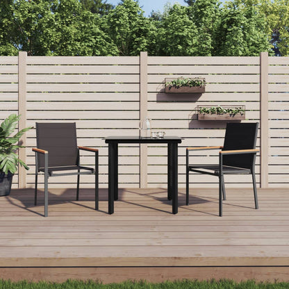 Set da Pranzo da Giardino 3 pz Nero in Textilene e Acciaio | homemem39