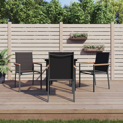 Set da Pranzo da Giardino 5 pz Nero in Textilene e Acciaio | homemem39