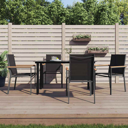 Set da Pranzo da Giardino 5 pz Nero in Textilene e Acciaio | homemem39