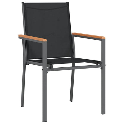 Set da Pranzo da Giardino 7 pz Nero in Textilene e Acciaio | homemem39