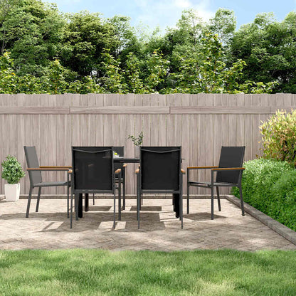 Set da Pranzo da Giardino 7 pz Nero in Textilene e Acciaio | homemem39