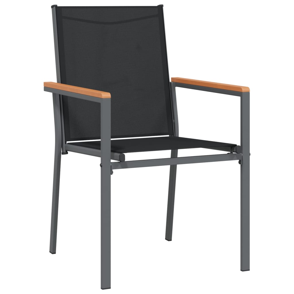 Set da Pranzo da Giardino 5 pz Nero in Textilene e Acciaio | homemem39