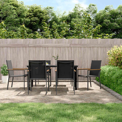 Set da Pranzo da Giardino 7 pz Nero in Textilene e Acciaio | homemem39
