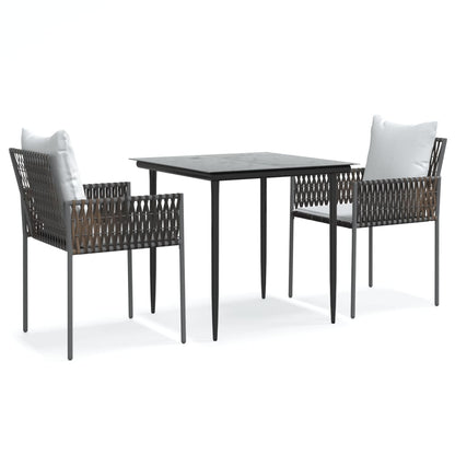 Set Pranzo da Giardino 3pz con Cuscini in Polyrattan e Acciaio - homemem39