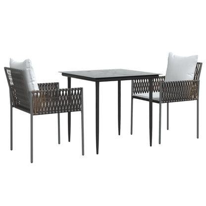 Set Pranzo da Giardino 3pz con Cuscini in Polyrattan e Acciaio - homemem39