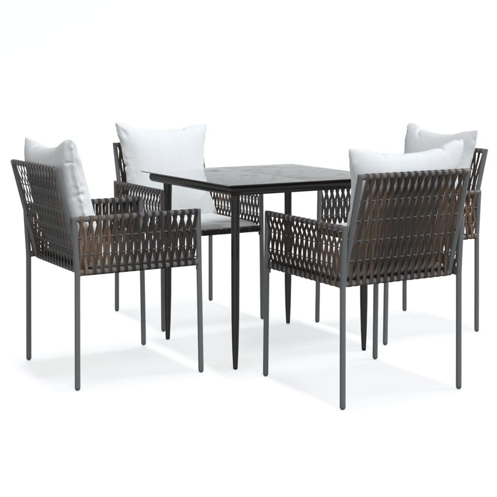 Set Pranzo da Giardino 5pz con Cuscini in Polyrattan e Acciaio - homemem39