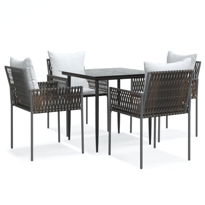 Set Pranzo da Giardino 5pz con Cuscini in Polyrattan e Acciaio - homemem39